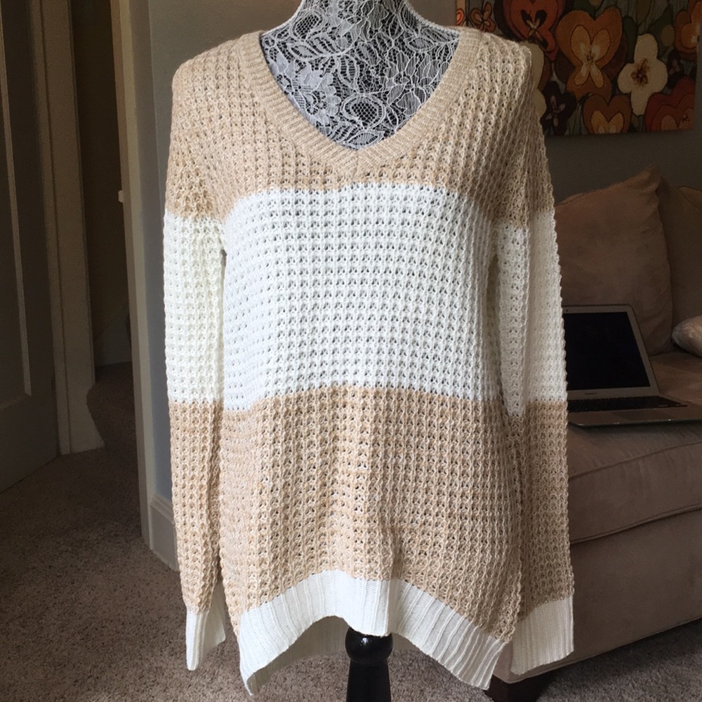 Neutral Over-Sized High-Low Sweater